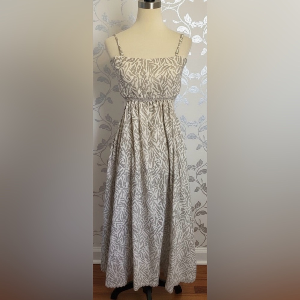 Rachel Parcell Sleeveless Printed Midi Dress in Taupe and White Size 10